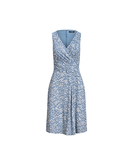 Ralph Lauren 花卉图案斜襟平纹针织连衣裙
