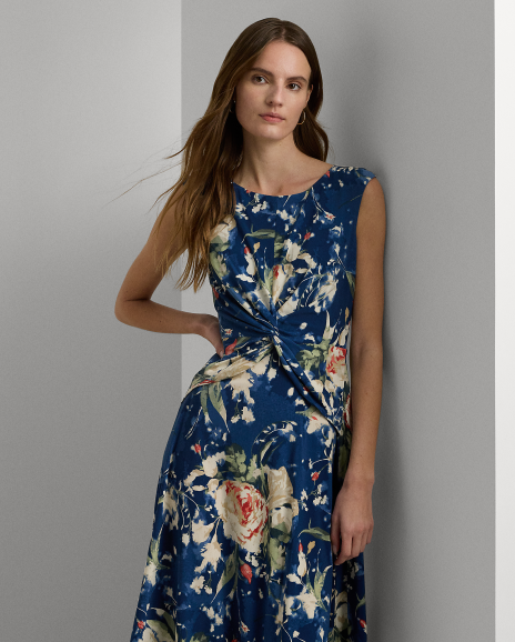 Ralph Lauren 花卉图案弹力平纹针织连衣裙