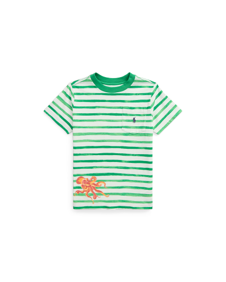 Ralph Lauren 条纹章鱼印花棉质口袋T恤