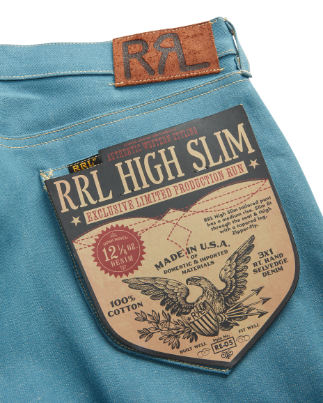 Ralph Lauren 限量版高腰修身版型镶边牛仔裤