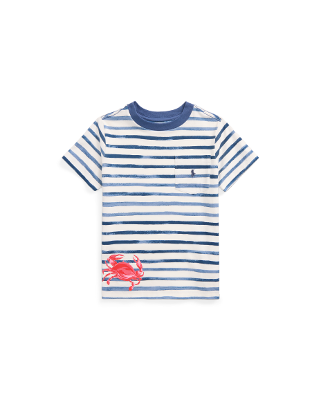 Ralph Lauren 条纹螃蟹印花棉质口袋T恤