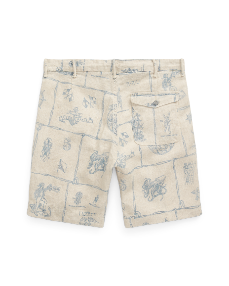 Ralph Lauren 修身版靛蓝色印花亚麻短裤