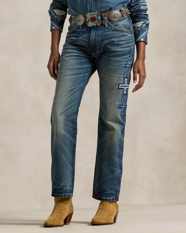 PRL x Naiomi Glasses刺绣牛仔裤