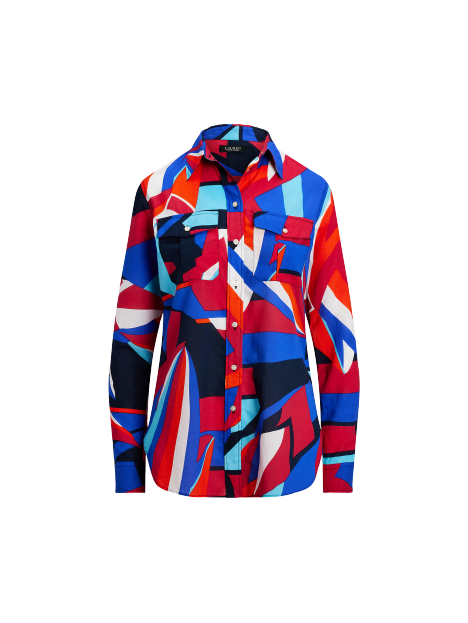 Ralph Lauren 经典版型印花棉质薄纱衬衫