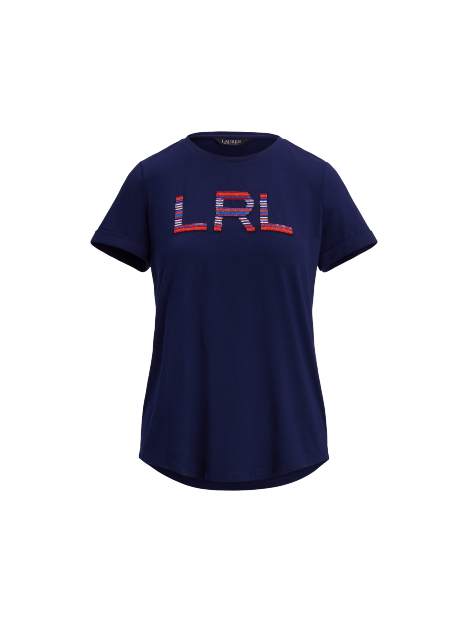 Ralph Lauren 宽松版珠饰徽标棉质平纹针织T恤