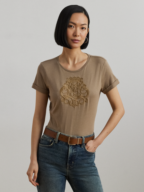 Ralph Lauren 宽松版刺绣徽标平纹针织T恤