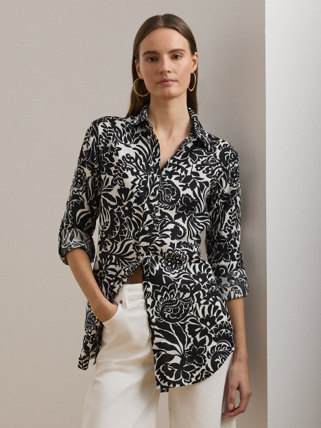 Ralph Lauren 宽松版型花卉图案亚麻衬衫