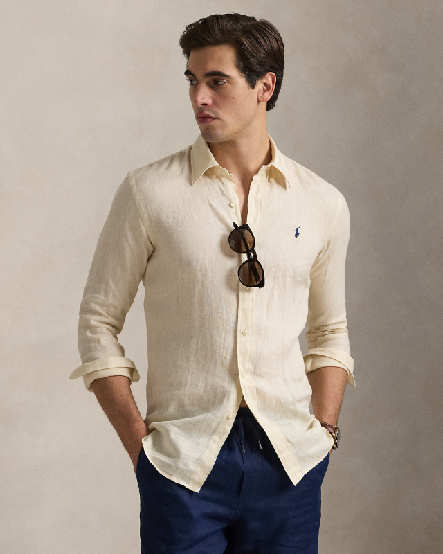 Ralph Lauren 生成麻シャツ（Ｍ） POLO RALPH LAUREN Ralph Lauren ラルフローレンボーイズ 半袖