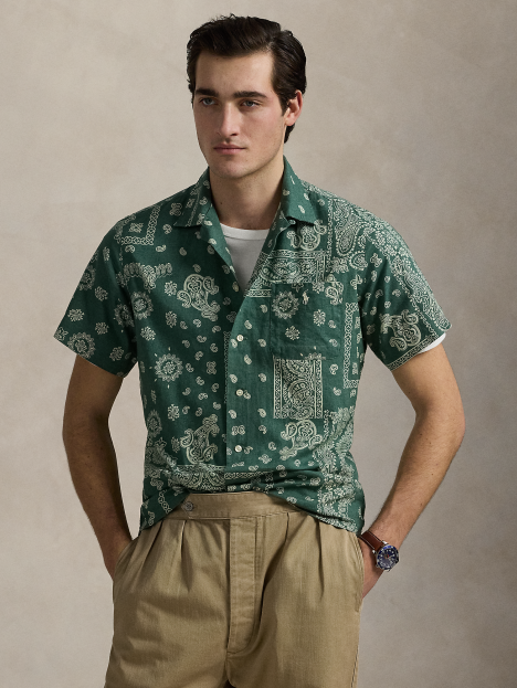 Ralph Lauren 经典版型大方巾印花营领衬衫