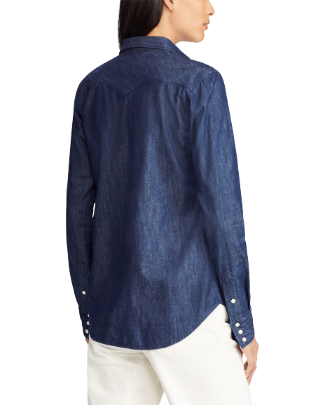 Ralph Lauren 【20-M】靛蓝格子花布西部衬衫