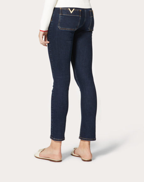 金色 v 字牛仔裤