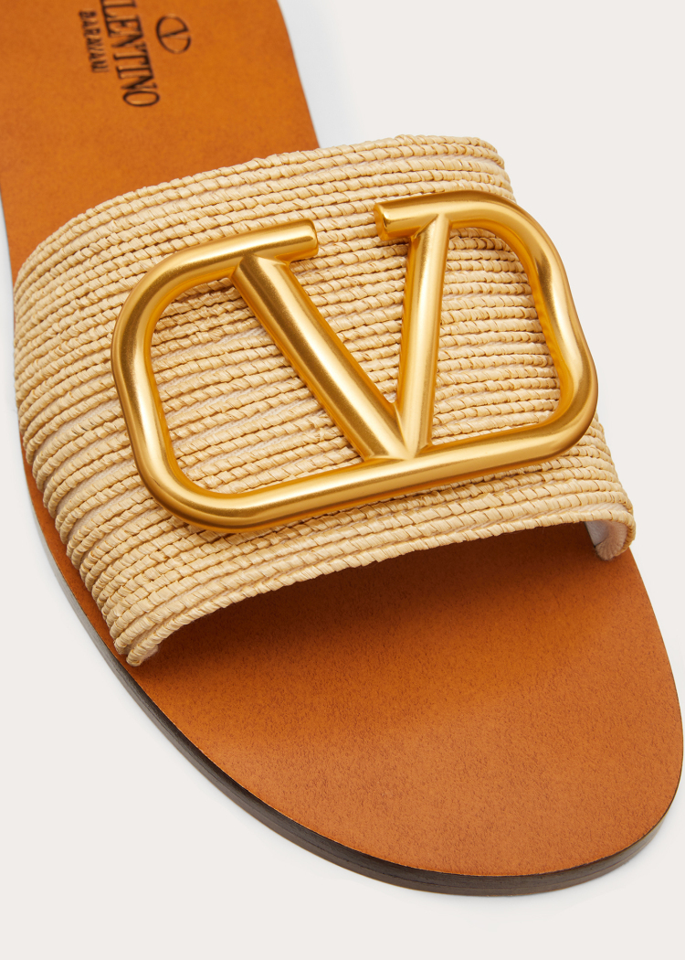 vlogo signature 拉菲草平底凉鞋