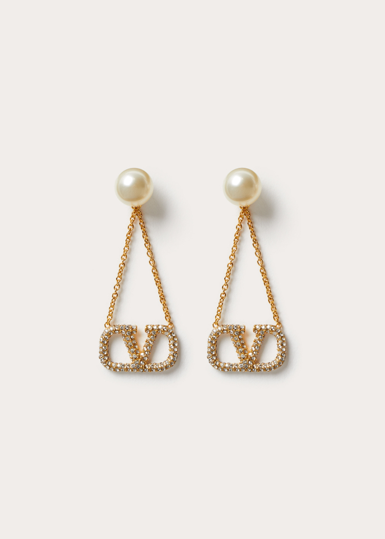 vlogo signature 人造珍珠与人造钻石耳环|valentino华伦天奴中国官网