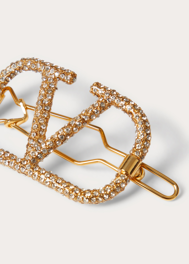 vlogo signature 金属与仿钻石发夹