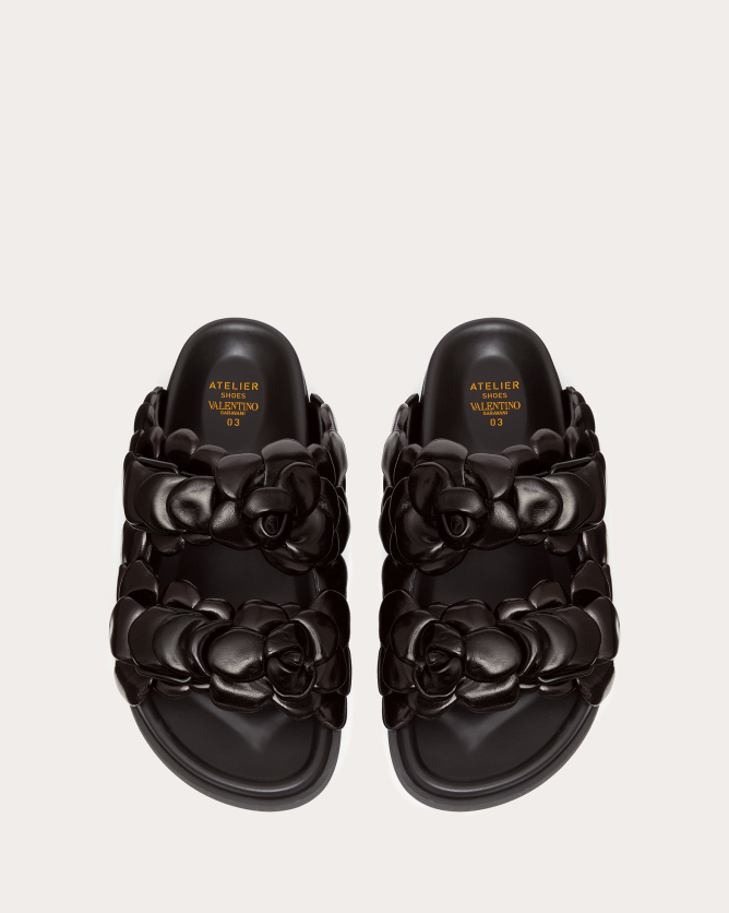 valentino华伦天奴男士黑色atelier shoe valentino garavani 花瓣