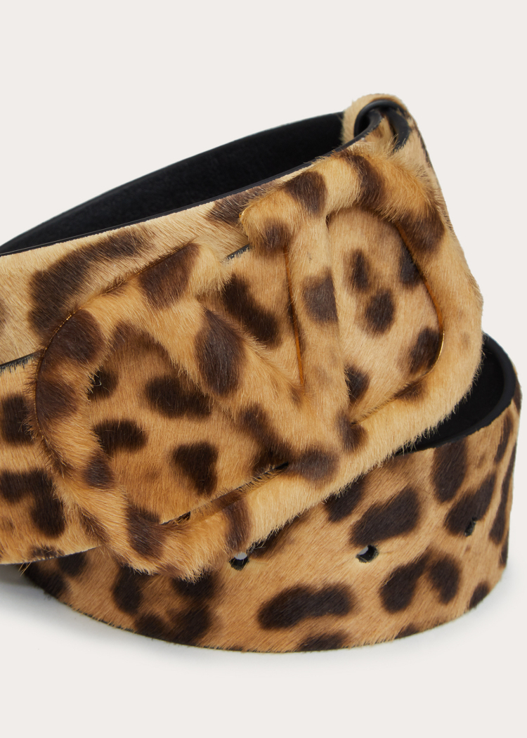 vlogo signature 豹纹印花小牛毛腰带