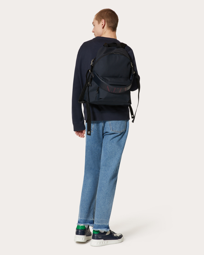 valentino华伦天奴男士深蓝色/深红色vltn 尼龙双肩包|valentino