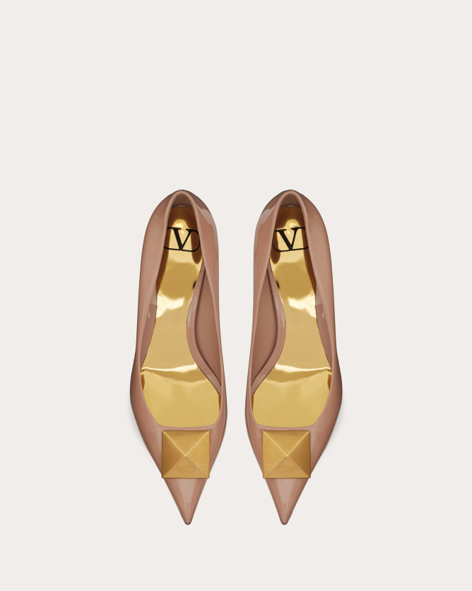 valentino华伦天奴女士肉桂粉色one stud漆皮高跟鞋(鞋跟高5厘米)