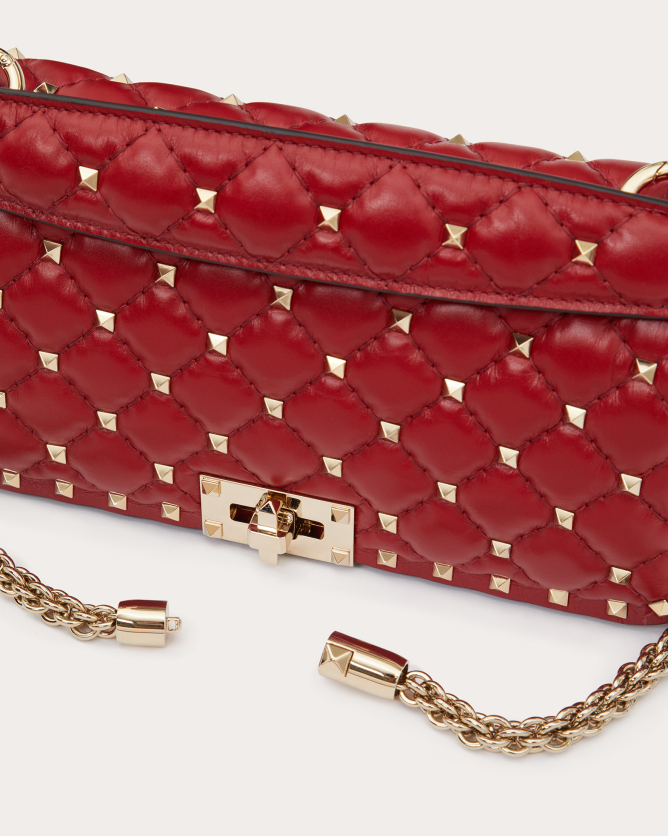 valentino华伦天奴女士valentino红色rockstud spike小牛皮手袋