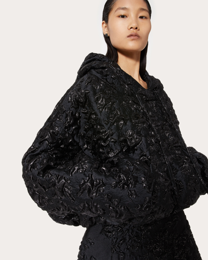 valentino华伦天奴女士黑色提花刺绣外套|valentino华伦天奴中国官网