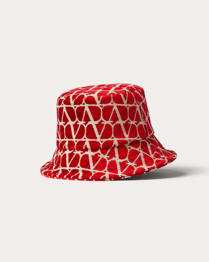 Valentino华伦天奴女士ROSSO红/米色ROSSO红V标志渔夫帽