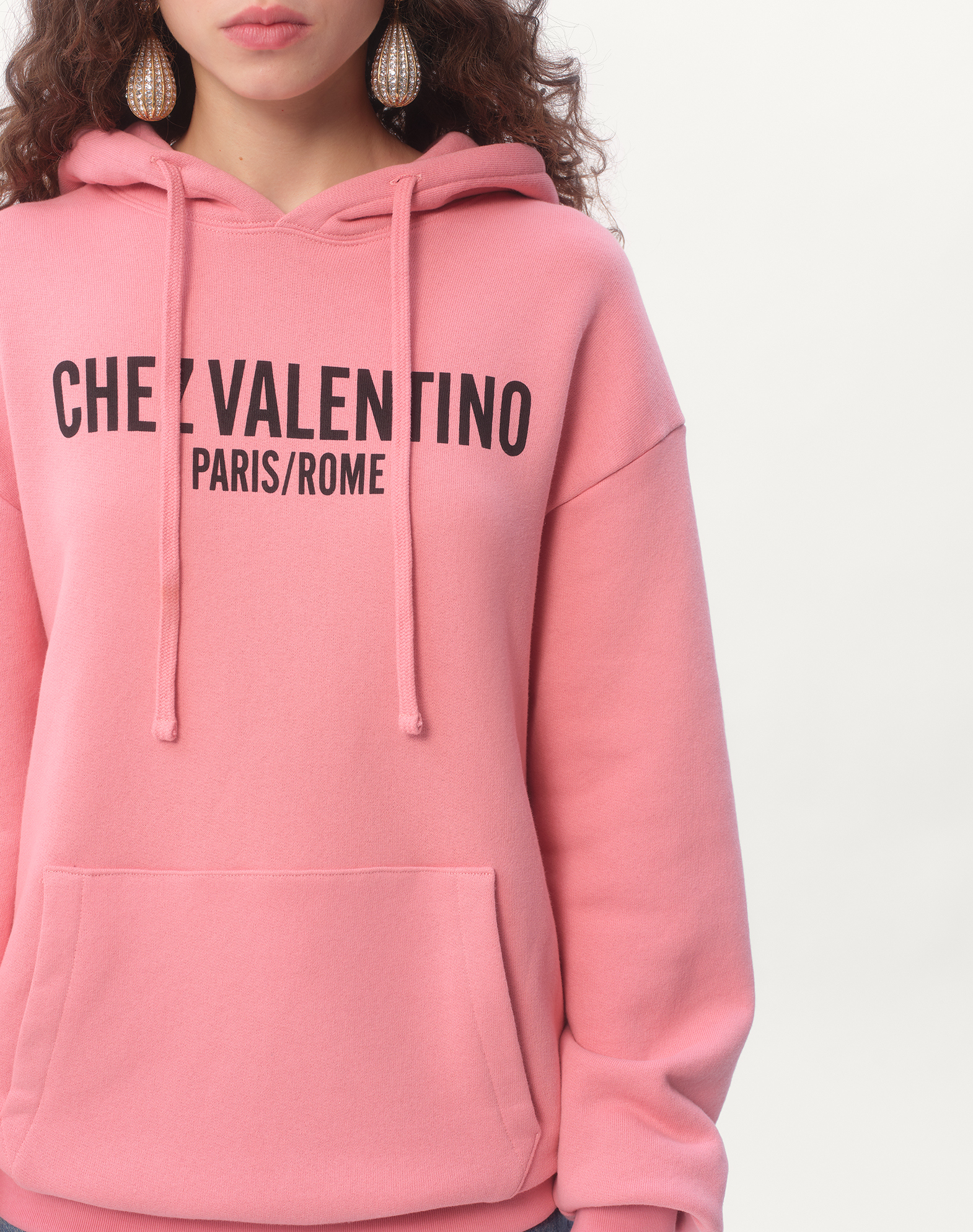 正規店買付【VALENTINO】CHEZ VALENTINO コットン フーディー シェ ヴァレンティノプリント コットン フード付きスウェット
